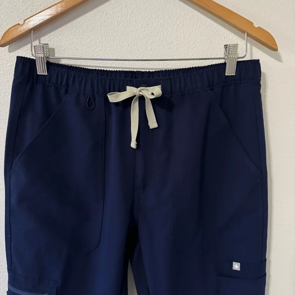 Figs Cairo Pants Navy Scrubs Button Zipper Fly Drawstring Medical Clinic-M Short